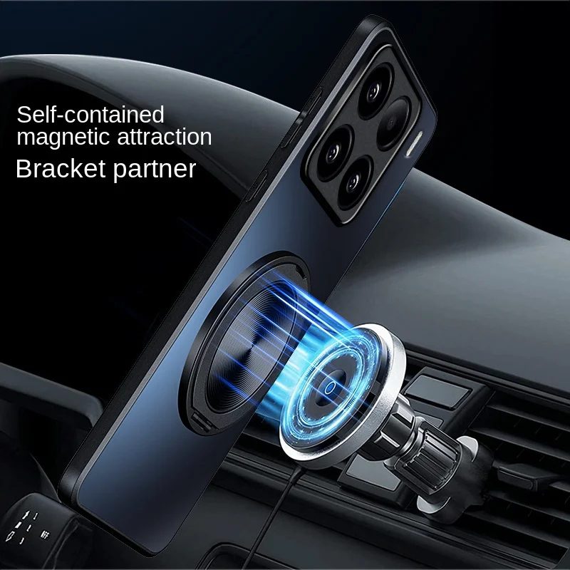 Hard Matte Magnetic Ring Protective Back Cover Case - Universal Design