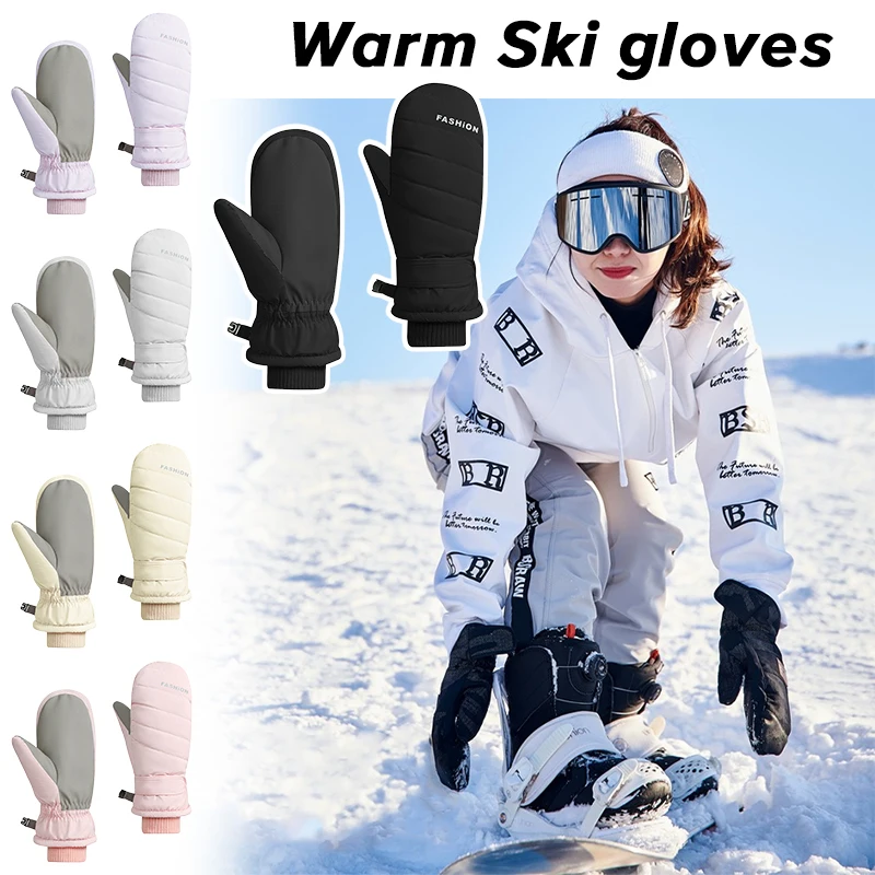 1Pair Winter Skiing Gloves Waterproof Snowboarding Touch Screen Thermal Thick Snow Gloves Men Women Snowmobile Warm Mittens 2