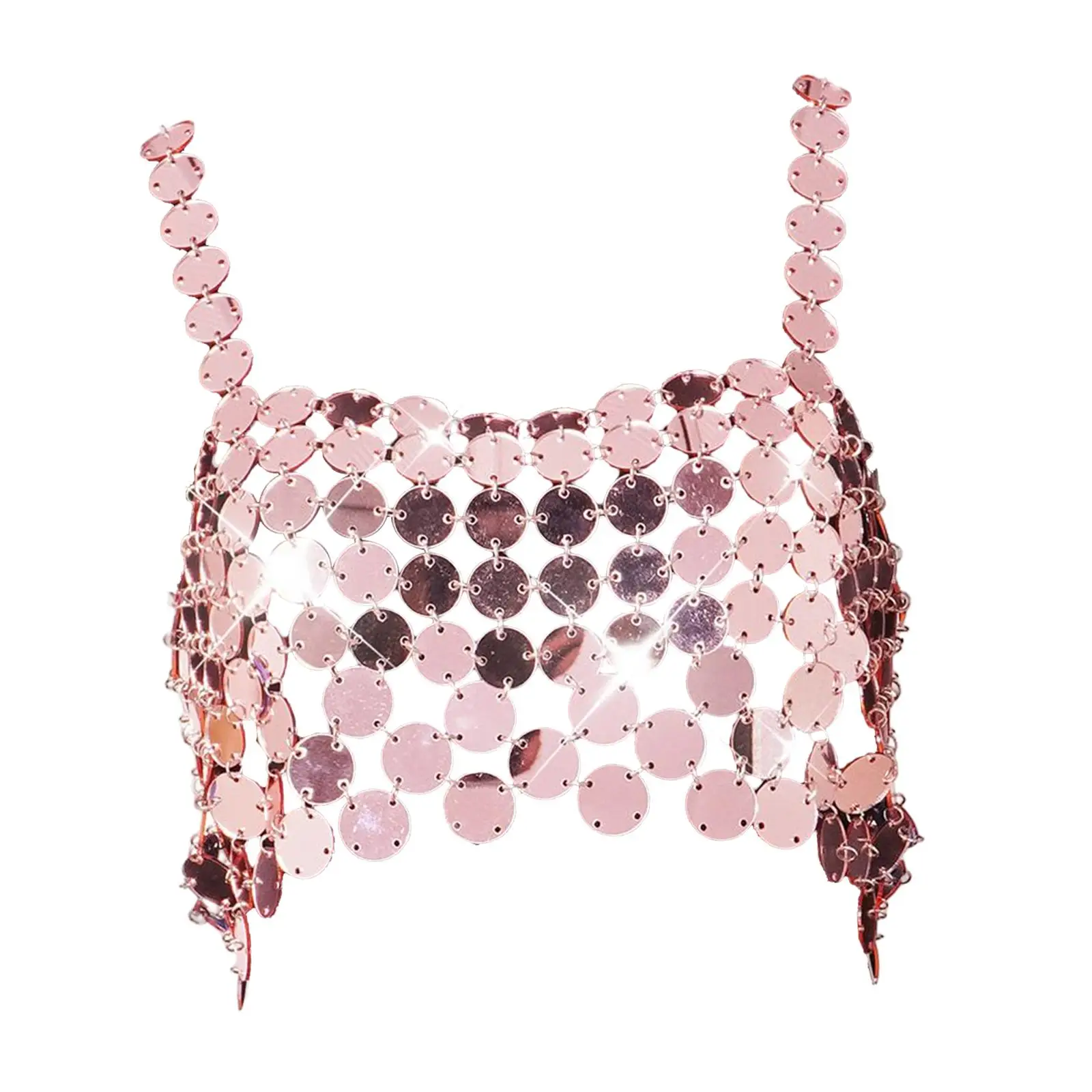

Sequin Crop Top Party Nightclub Halloween Sparkly Dance Wear Fashion Bra Top Backless Crop Top Corset Vest Metal Chain Top