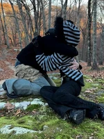 Goth Esthétique Femmes Sweat À Capuche Harajuku Rétro Y2K Emo Fille Col De Fourrure Cardigan Sweat Rock Punk Hip Hop Décontracté Lâche Streetwear 4