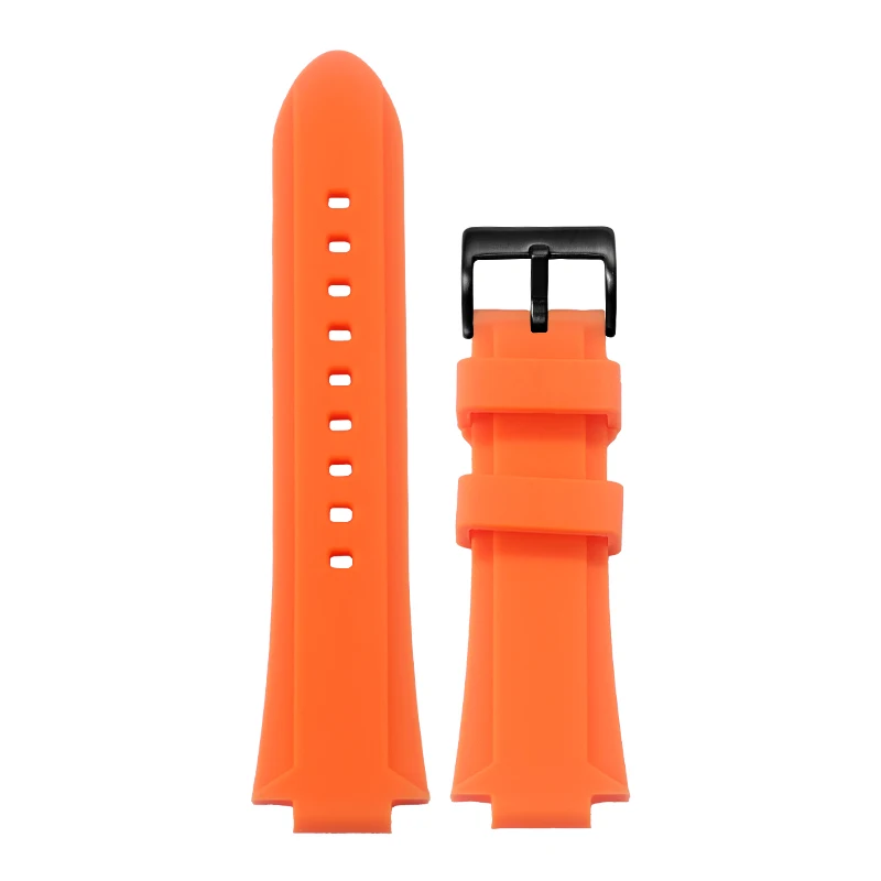 Silicone Pin Buckle Watch Strap - Soft Rubber Watchband in Blue and Orange