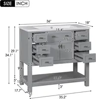 36'' Bathroom Vanity with Single Sink Combo, Modern Bathroom Sink Cabinet with 2 Soft Closing Doors & 6 Drawers 2