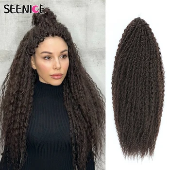 Capelli ricci crespi Torsione Capelli all'uncinetto Riccioli brasiliani Treccia sintetica Capelli Ombre Biondi 20 pollici Estensioni dei capelli intrecciati con onda d'acqua