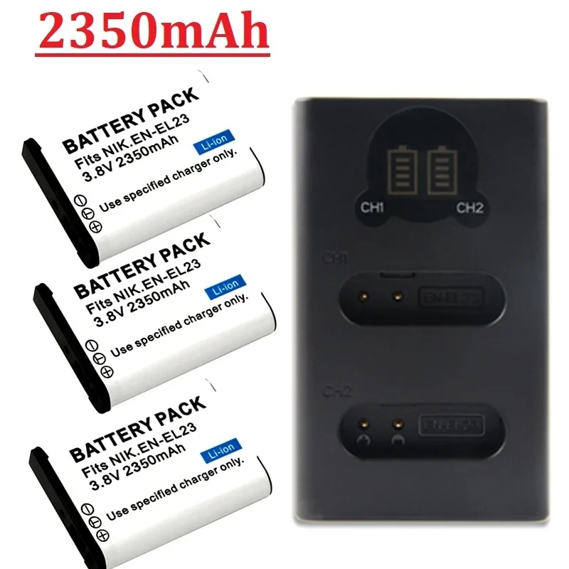 2350Mah En-El23 En El23 Batteria + Caricabatterie Led Per Nikon Coolpix B700 P610S P600 P900S S810C P610 P900 Per Fotocamera Nikon El23