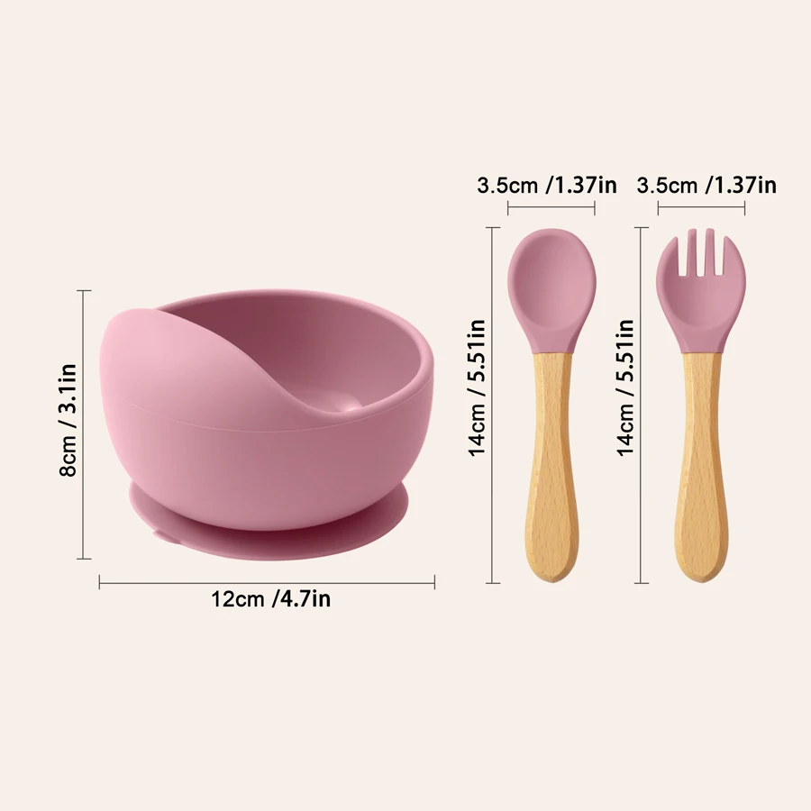 Mamaplan 3PCS Baby Silicone Feeding Set Toddler Suction Bowl Feeding Training Spoon Fork Baby Dishes Plate Accessories silicone meal set silicone feeding set baby tableware set