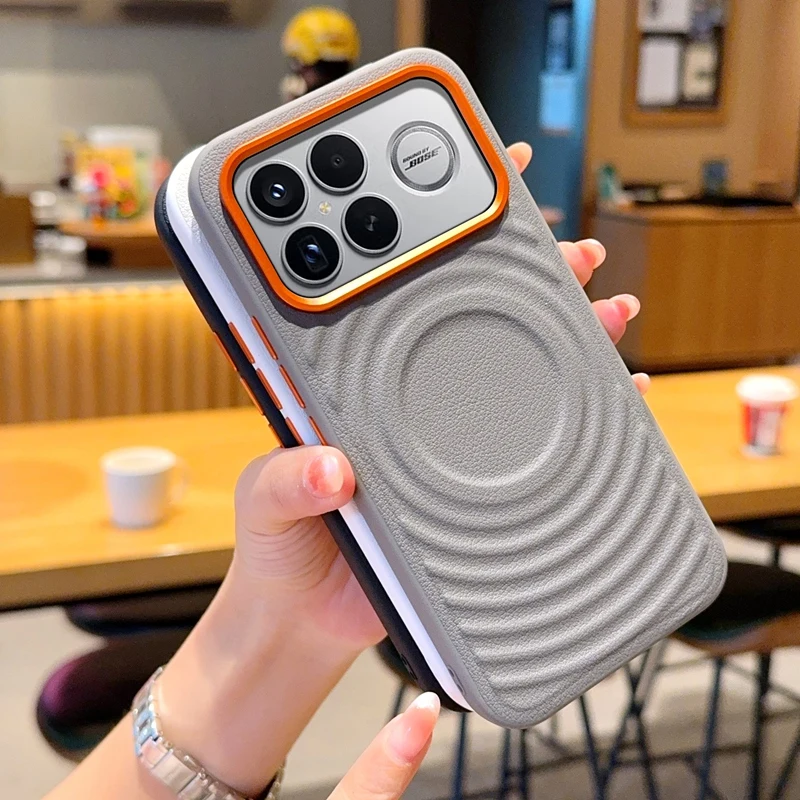 Wave Magnetic Wireless Charging Hard PU Protective Back Cover Case