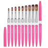 100% Kolinsky Acrylic Nail Brush Oval Crimped Rose Red Handle Professional Good Quality for Acrylic Powder Size 2-16 2