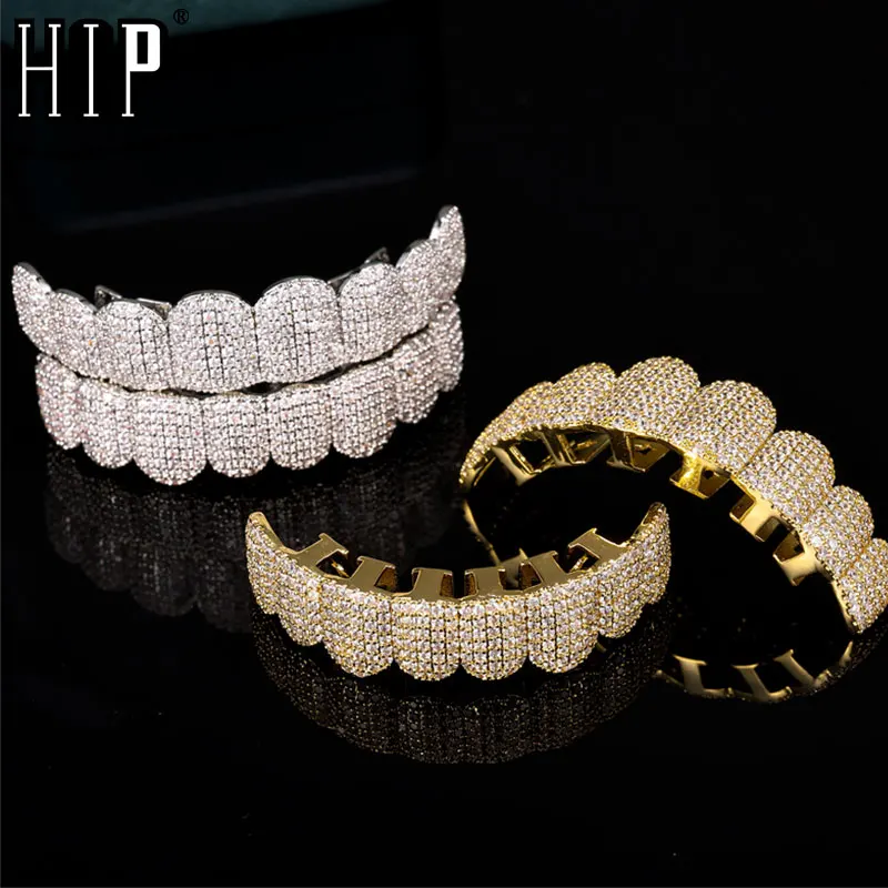 Dientes de oro Grillz Forma de goteo Parrillas Dental Superior Inferior  Grillz Hip Hop Cosplay Gorras de dientes Raperos Fiesta de joyería