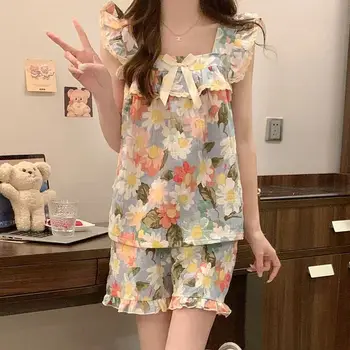 مجموعة مثير المرأة الصيف منامة أكمام ملابس خاصة السراويل مجموعات قصيرة الأكمام ملابس خاصة المرأة بيجامة النوم صالة النوم 5