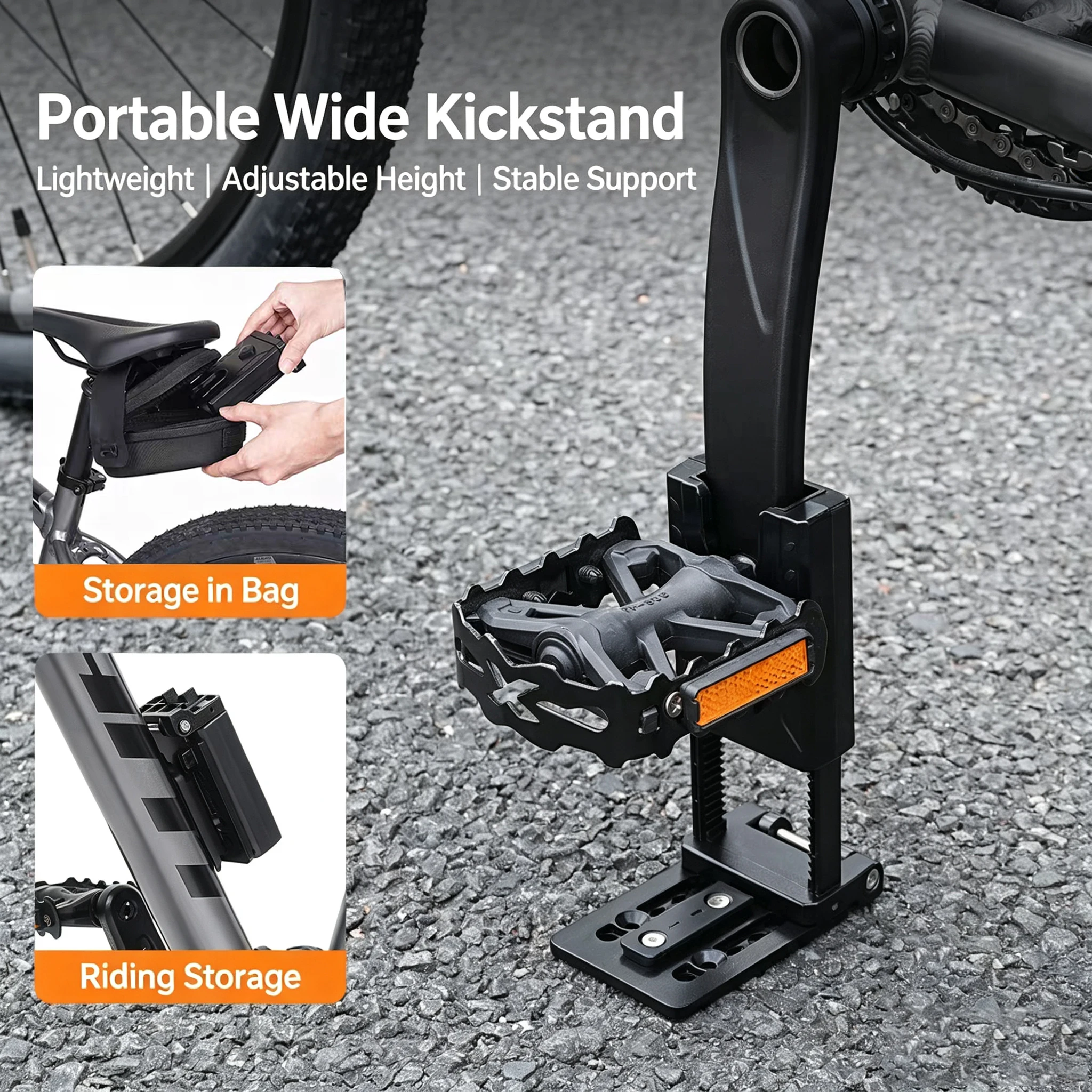 Adjustable Foldable Bicycle Kickstand and Support Holder