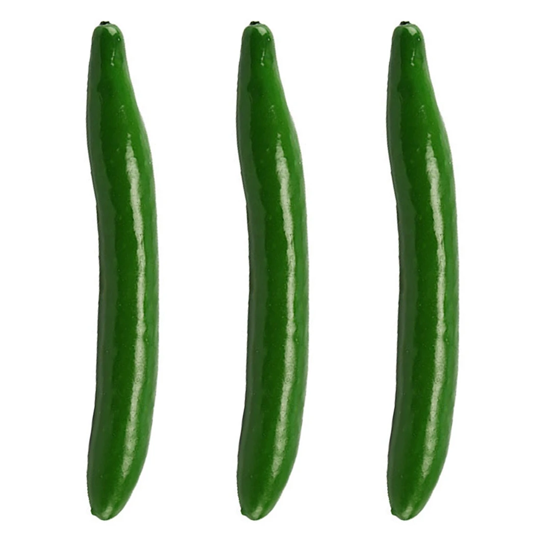 3pcs 24cm Artificial Simulation Cucumber Foam Lifelike Simulation Cucumber Fake Vegetable Props Home Kitchen Decoration Toy food model food photography props vegetable ornaments