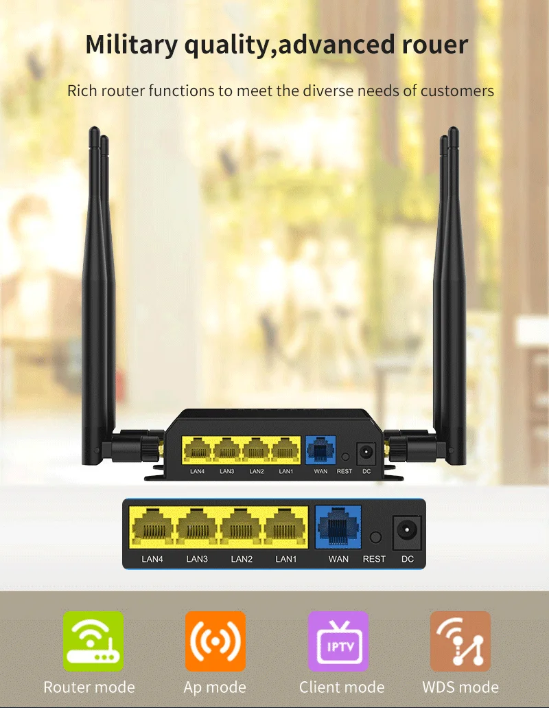 4G Modem, WAN, 300Mbps, Openwrt Roteador, 128MB