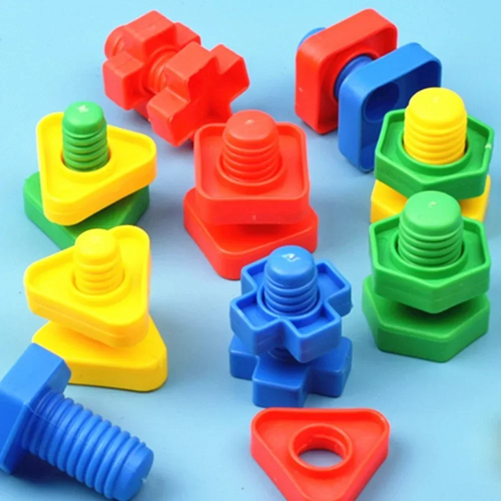 8 Set Montessori Screw Building Blocks Plastic Insert Blocks Nut Shape Toys for Children Learning Educational Toys Scale Models