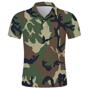 Estate nuove polo grafiche mimetiche per uomo vestiti camicia POLO veterano pulsante streetwear abbigliamento casual top con risvolto maschile