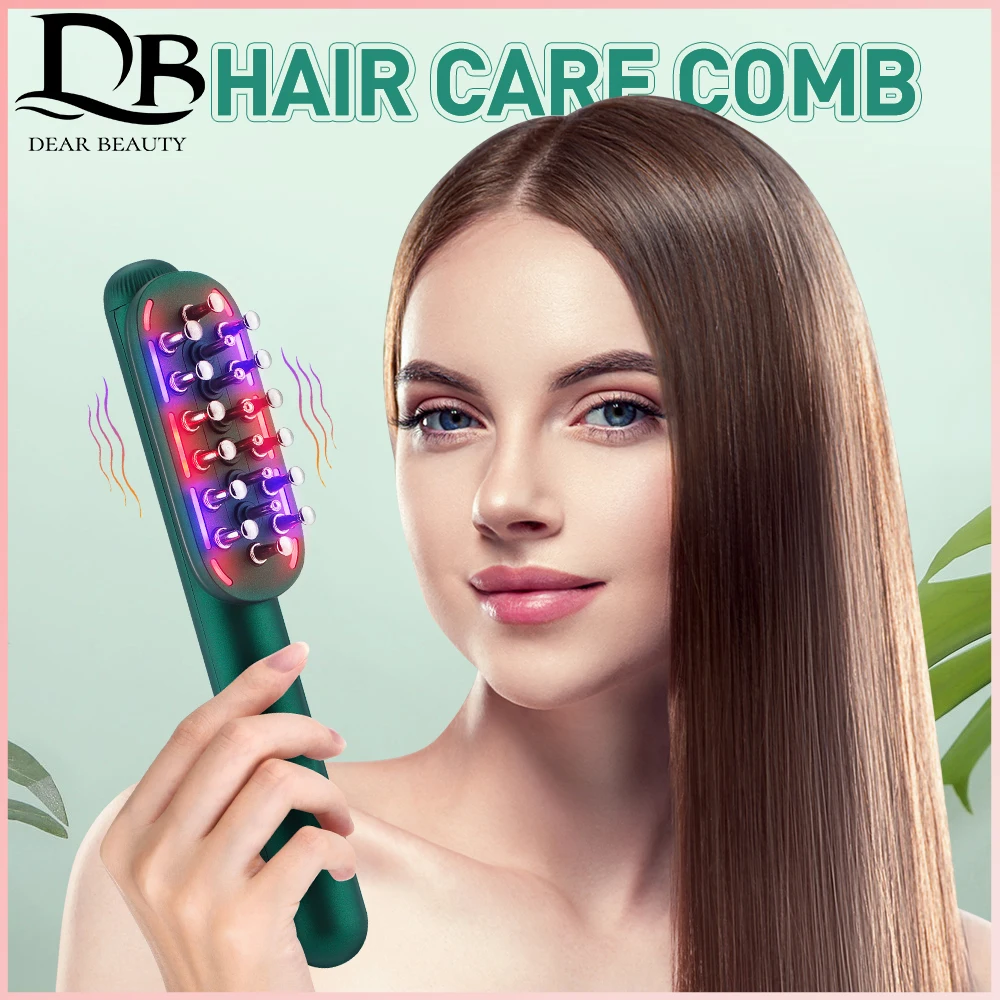 

2 в 1 RF гребень для ухода за волосами микро-токовый Массаж Шеи Кондиционер для волос светодиодный цветной светильник радиочастотный горячий компресс