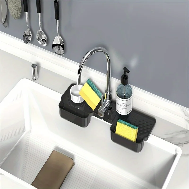 1pc-Sink faucet pad splash guard silicone drainage pad suitable for kitchen and bathroom countertops