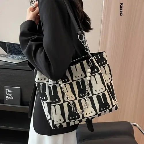 대용량 다목적 디자이너 캔버스 핸드백 여성용, 체인 숄더백 토트백 캐주얼 여름 패션 2023 신상 4