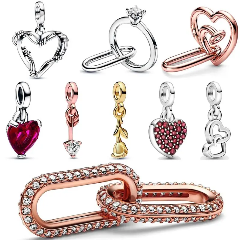 

Nailed Heart Marry Me Double Link Broken Heart Arrow Mini Bead 925 Sterling Silver ME Charm Fit Fashion Bracelet Diy Jewelry