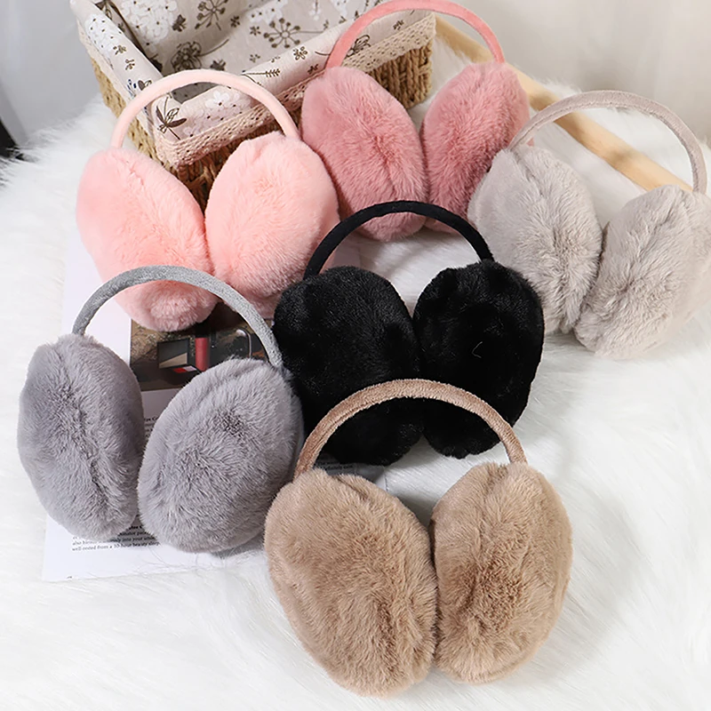 Portable Folding Winter Warm Earmuffs Fashion Solid Color Earflap Outdoor Cold Protection Soft Plush Ear Warmer Fur Earmuffs Warm Earmuffs