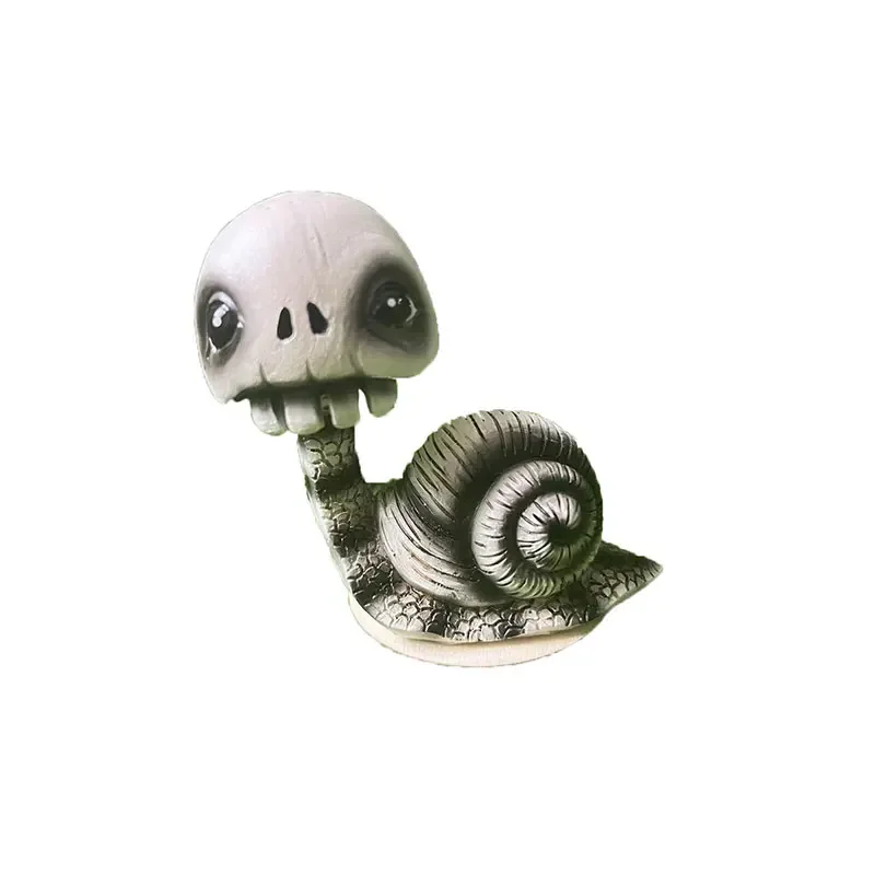 

Shake Head Skull Snail Statue Gothic Horror Snail Skeleton Figurines Miniature Halloween Home Decoration Crafts Ornament Gift