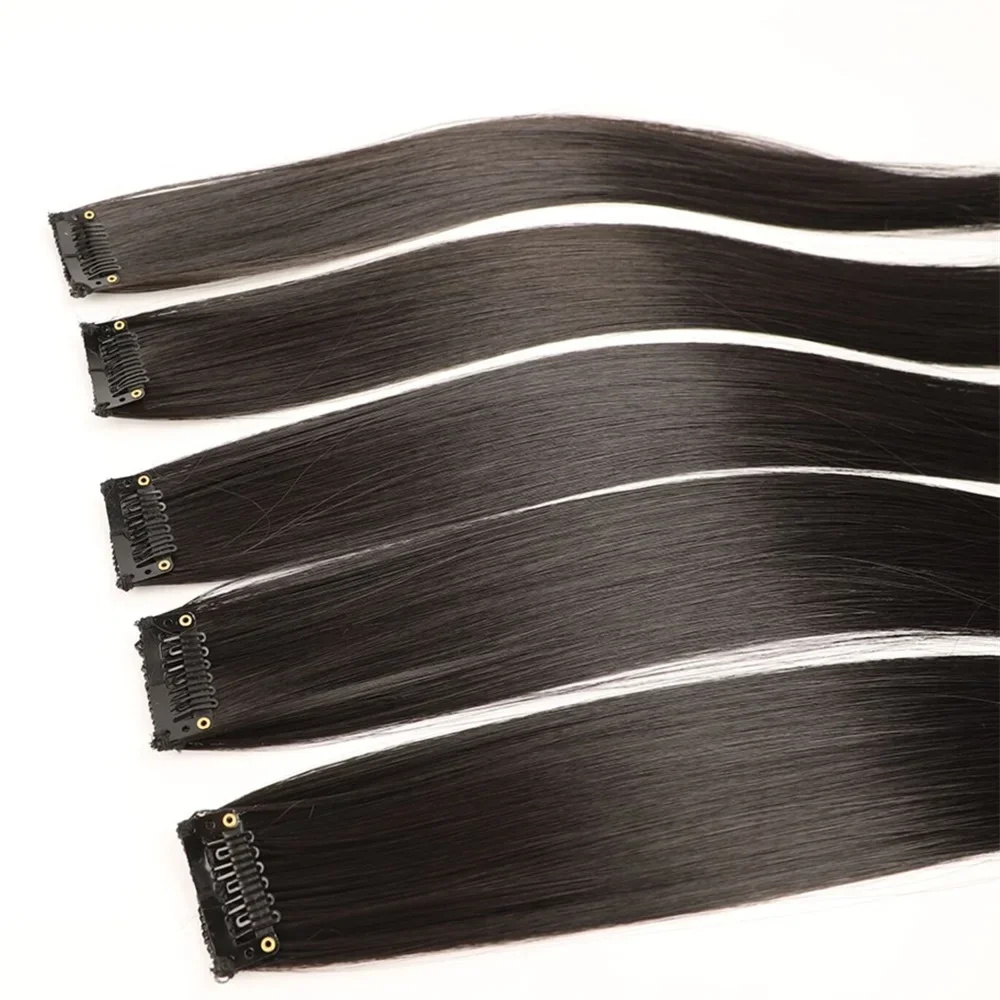 Synthetic Women Invisible Seamless Long Straight Wig Natural Fake One-piece Increase Hair Volume Hair Extensions 30cm hair extensions