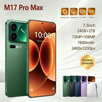 2026 NEW M17 Pro Max 7.3"Android 15 7800mAh Battery 108MP Camera Facial Recognition Function High Quality 1