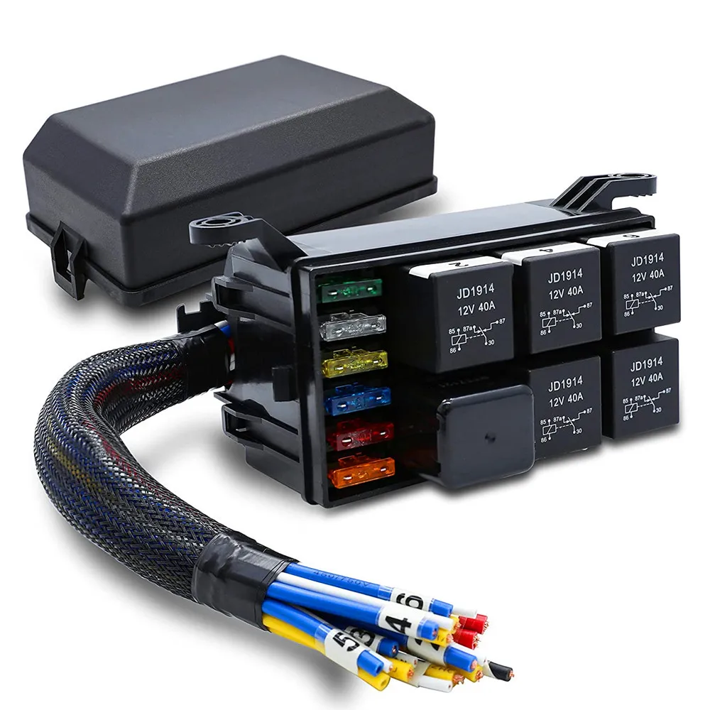 

12/24V Fuse Relay Box Waterproof Premium Fuse Block and Relay 4 pin/5 pin Box Prewired for Boat Motorcycle Truck Car Automotive