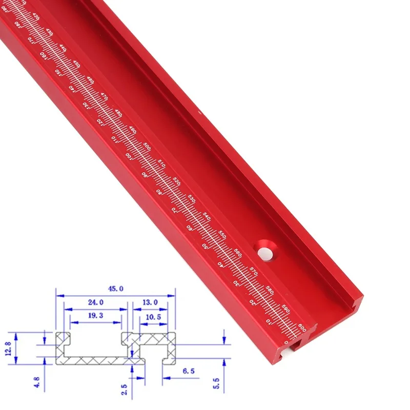 

45 Type Woodworking T-Track With Scale 400-800mm Chute Rail Tracks Slot Miter Track Aluminium DIY Table Saw Workbench Tool