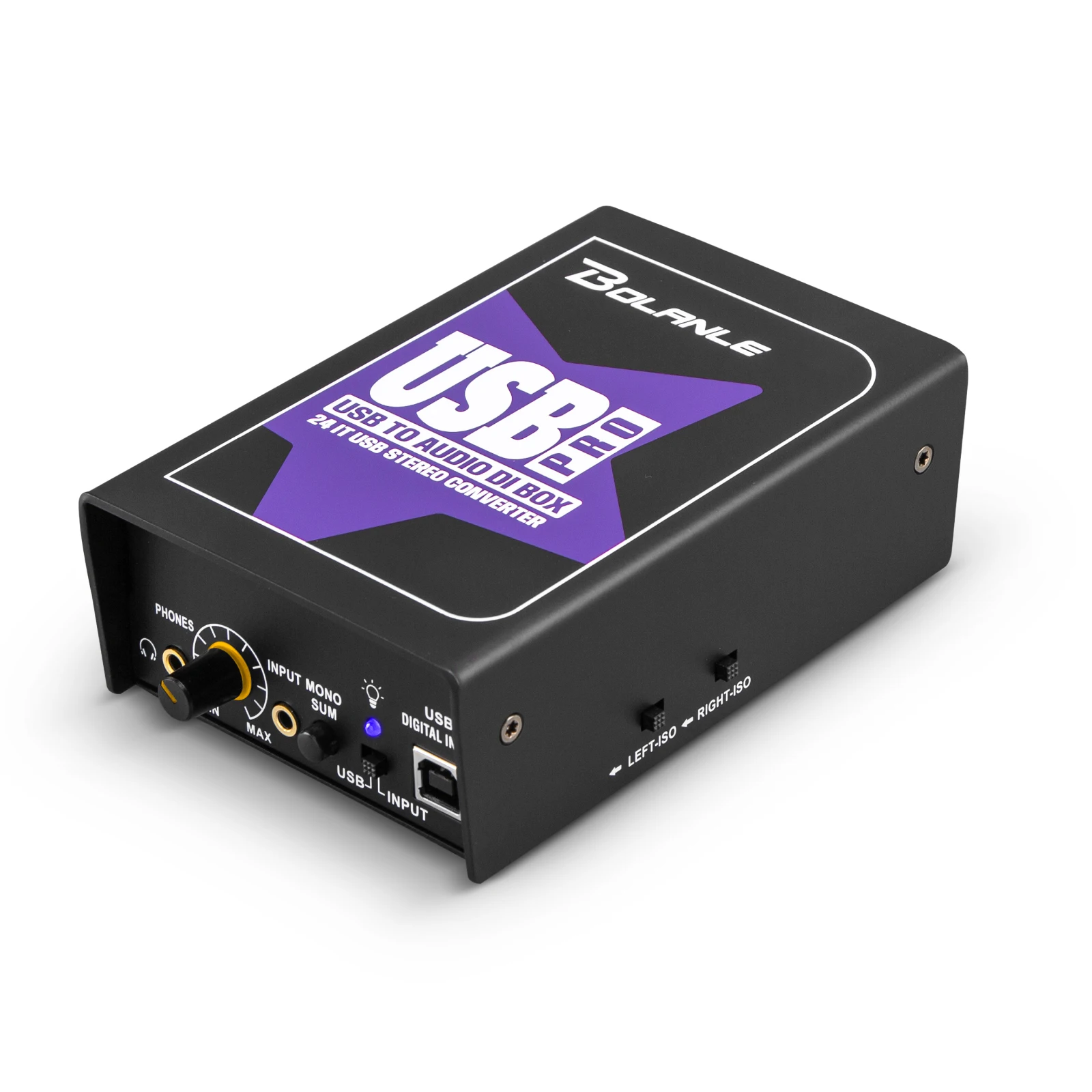 Bolanle Usb Pro תיבת סטריאו ישירה מקצועית XLR ממשק אודיו 24-192kHz עם הרמת קרקע, ל-PA / DJ / Live Performance DiBox