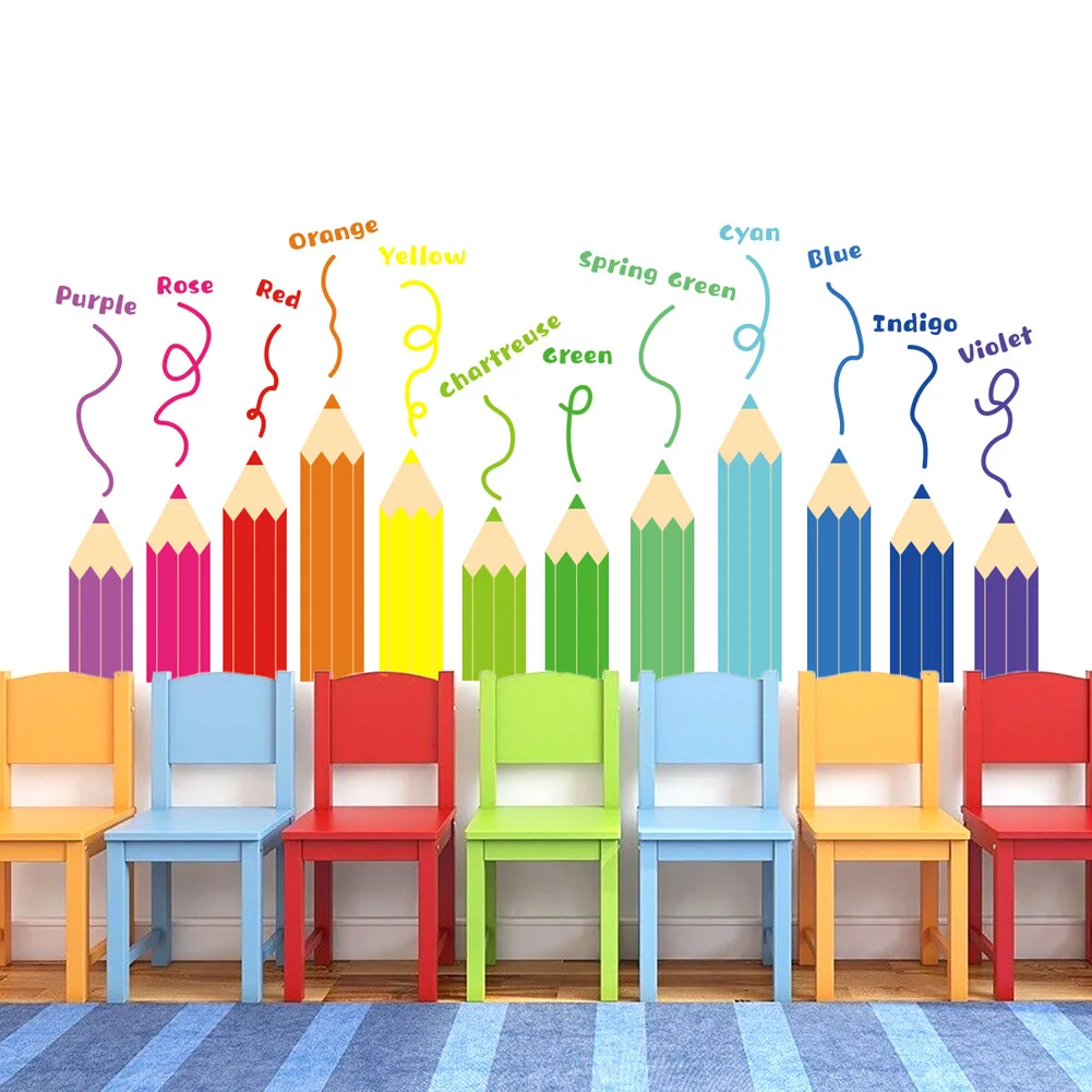 Cartoon Rainbow Crayon Wall Stickers Kids Room Bedroom Background Decoration Wallpaper Home Decor Self Adhesive Nursery Decals wall stickers luminous wall stickers vinyl decal stickers children room decoration