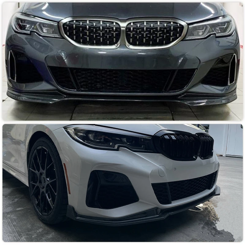 자동차 앞 범퍼 립 스포일러, BMW 3 시리즈 G20 G28 M-스포츠 2020-2022 프론트 립 친 에이프런 스플리터 바디 키트, 탄소 섬유