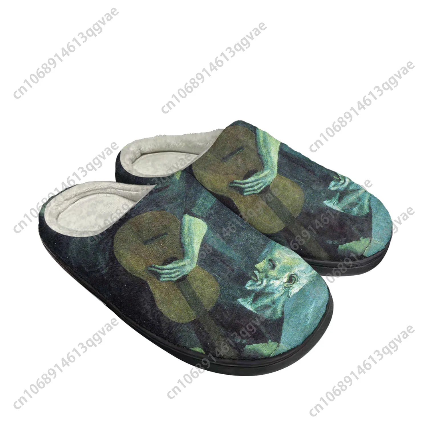 Picasso Famous Oil Paint Old Guitarist Home Cotton Custom Slippers Mens Womens Sandals Plush Bedroom Warm Shoes Thermal Slipper