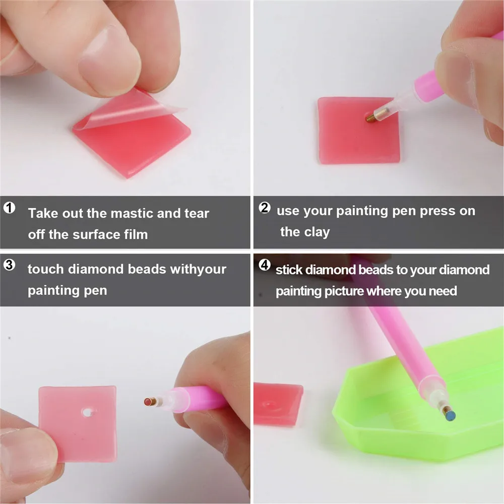100 PCS Diamant Peinture Colle Argile,2*2 CM DIY Peinture Colle Argile Broderie Colle Point Cire Diamond Peinture Environne Mentale Point Set Bloquage Plâtre Clay Outil Point De Croix Peinture Argile