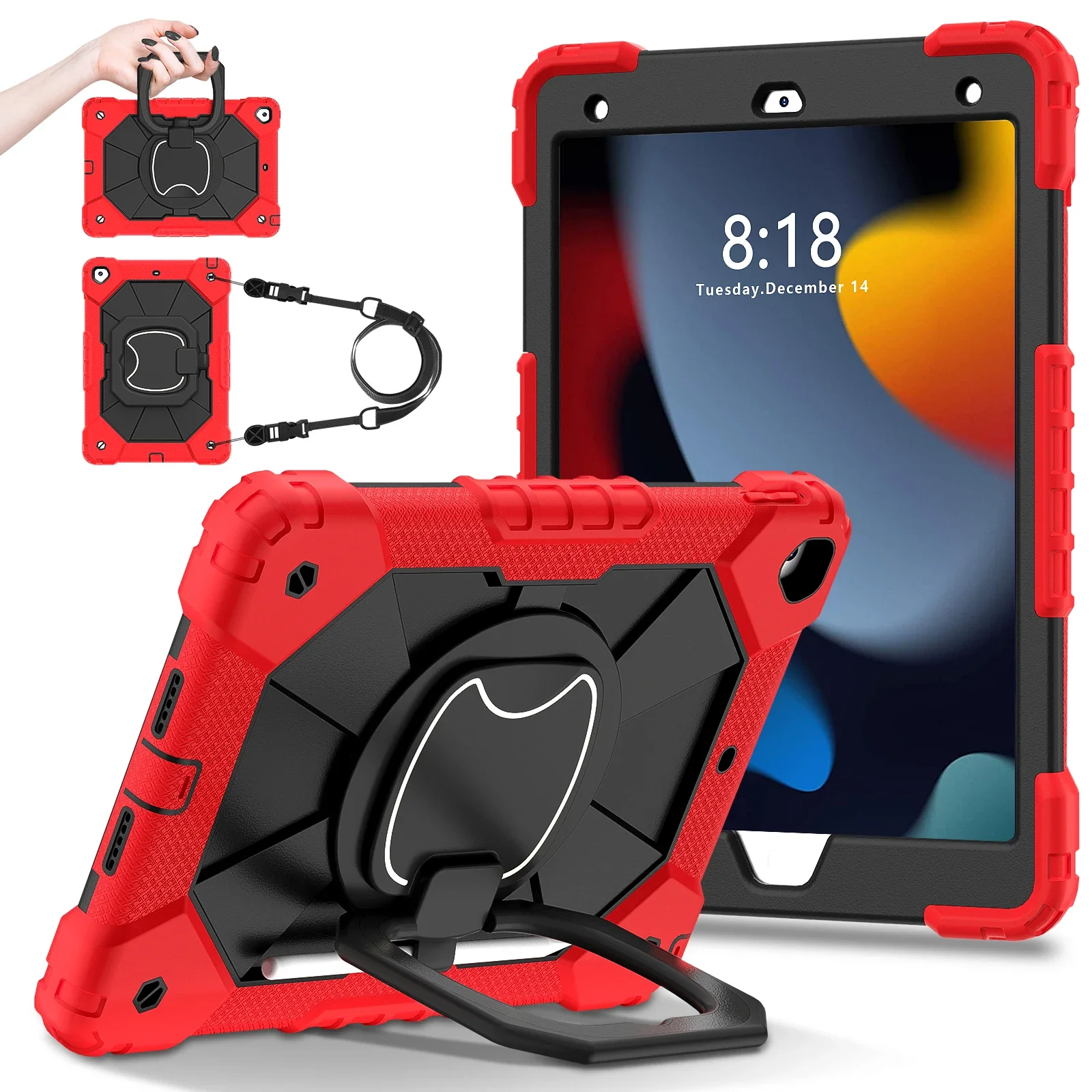Heavy Duty Shock-Resistant Rotating Stand Tablet Case Cover