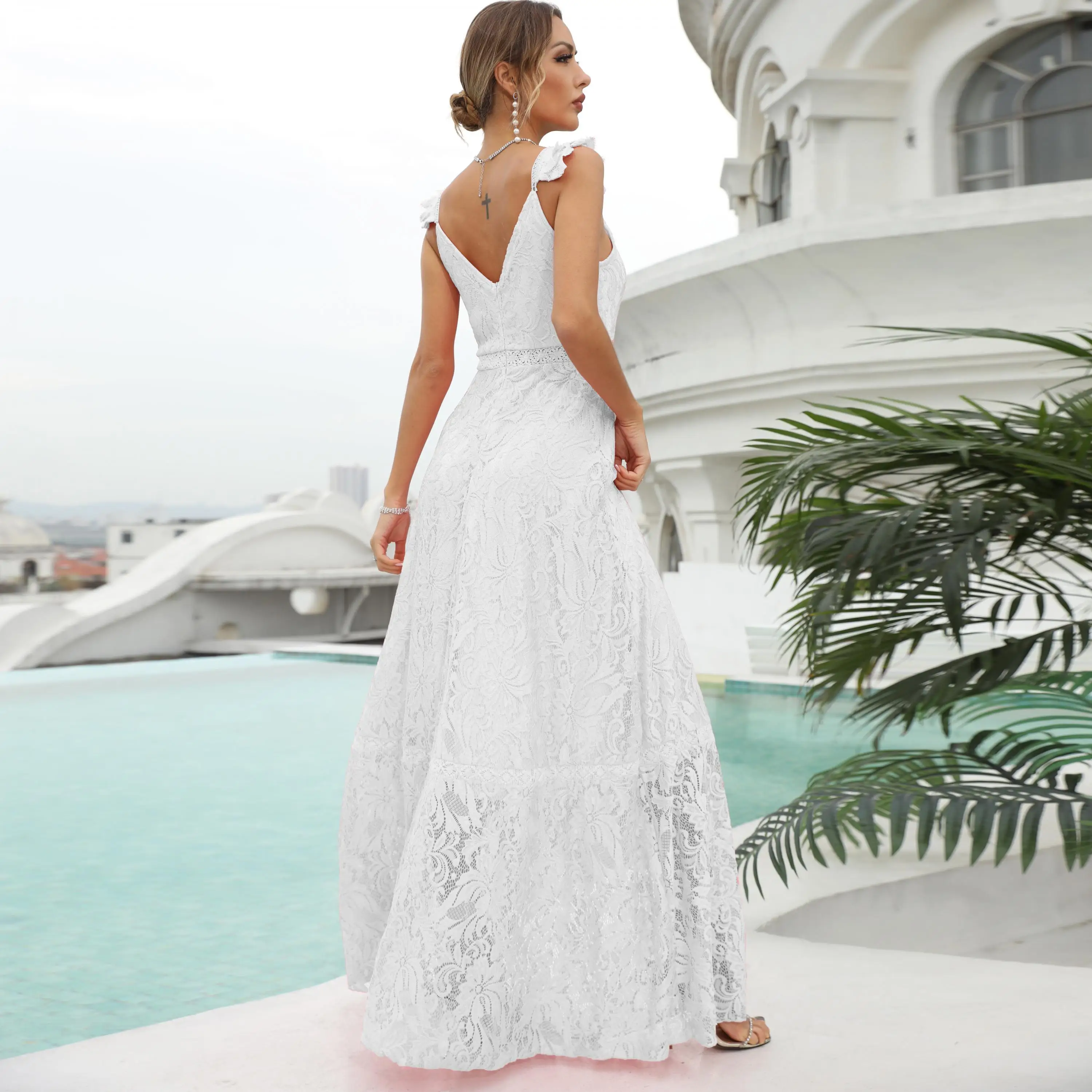 Simples a Linha de Renda Vestido de Noite Feminino de Noche Fino Baile Quinceanera Vestido Primavera Nova Cintura Alta Cor Sólida Rosa 9 Computers & Electronics