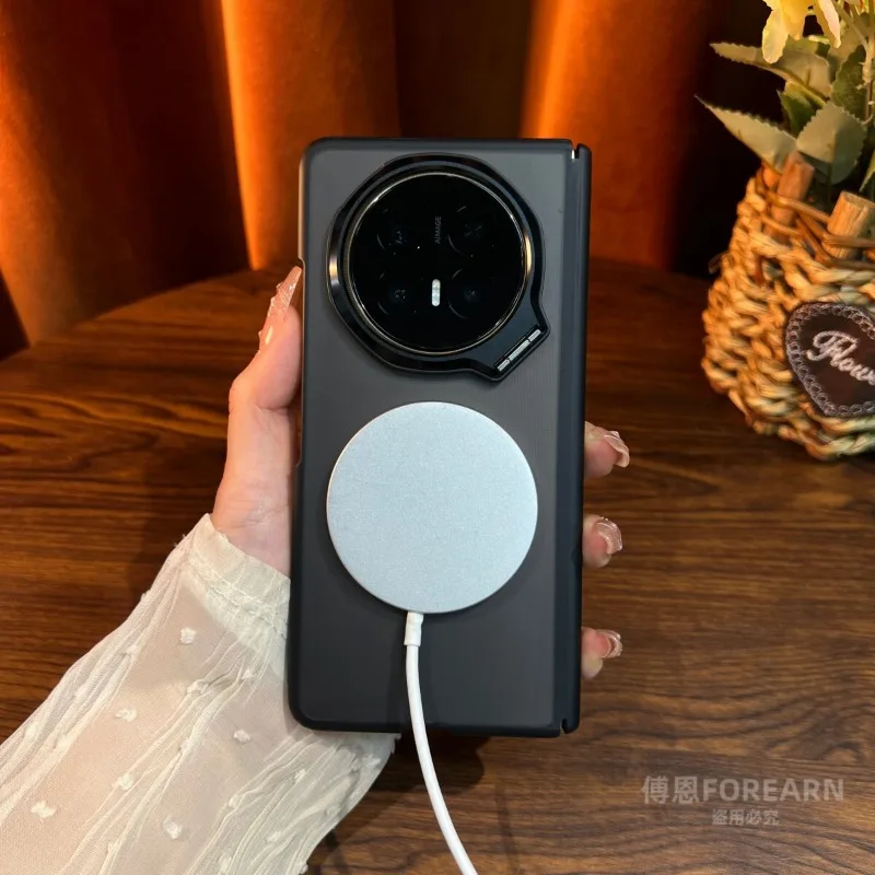 Enhanced Magnetic Matte Transparent Case with Camera Stand and Tempered Glass Protector