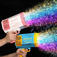 Bubble Gun Kids Toys Rocket 69 Holes Soap Bubbles Machine Gun Shape Automatic Blower With Light Pomperos Outdoor Toy Gifts Party 1