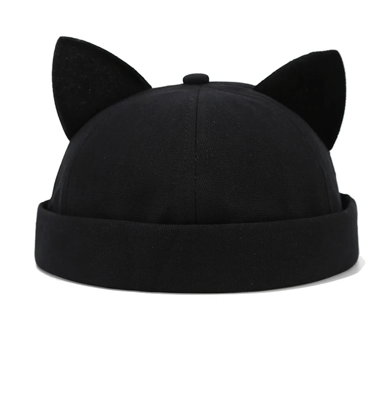 Cat Ear Docker Cap Brimless Hats Beanie for Women Men Skull  display picture 3