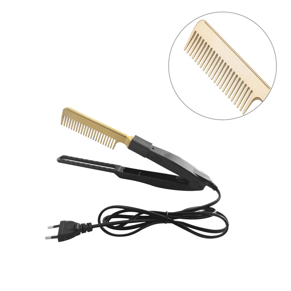 

Hair Straightener Brush Hair Heated Straightening Iron Quick Heat Dry Wet Dual Use Hairstyling Tool EU Plug