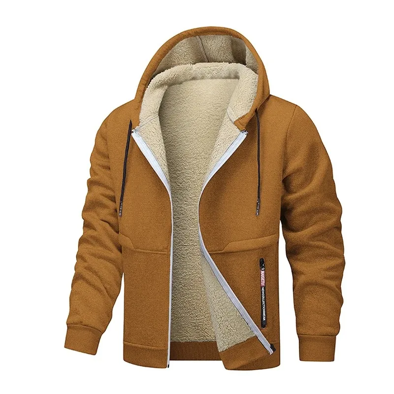 Animal Game Men's Workout Zip Up Sherpa Lined Hoodie Jackets Thick Fleece Heavyweight Coats Windproof Thermal Hooded Sweatshirt