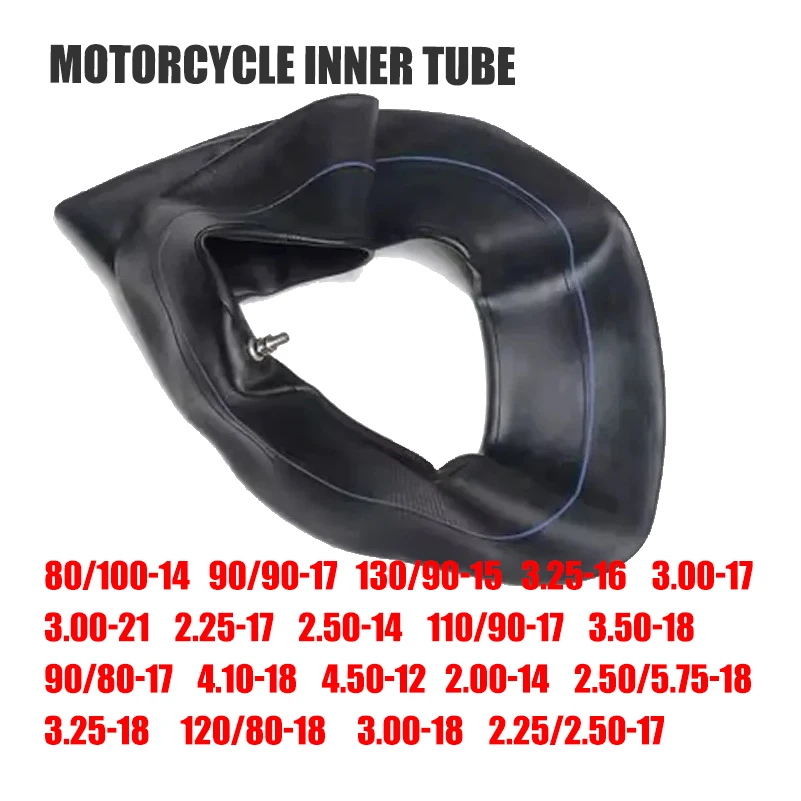 Pneumatico Interno Moto 12/14/16/17/18/19/21 Pollici 130/70/70-17 90/90/70-17 3.25/90-16 3.00/70-21 Valvola Diritta Per Fuoristrada