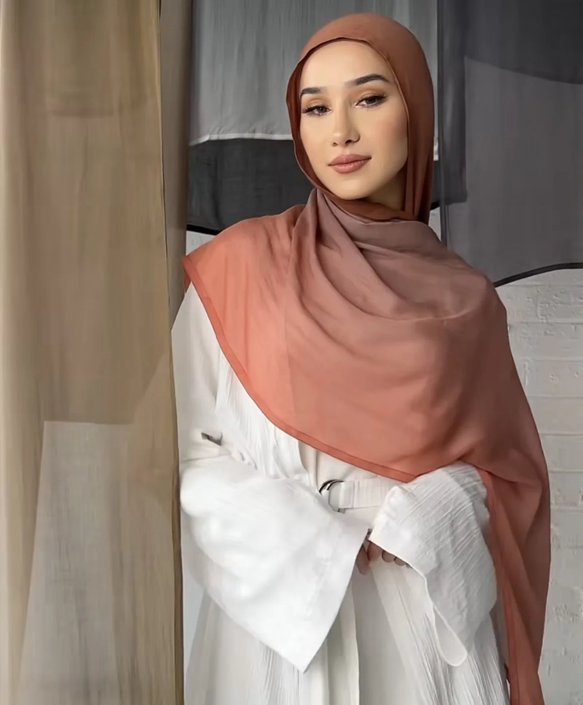 Gradient Cotton Rayon Hijabs Scarf Solid Headscarf Wraps Big Size Plain Long Shawls Muslim Women Hijab Islamic Turban Headbands