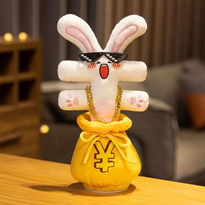 Y4UD Interaction Bounce Toy Speaking Electronic Plush Toy Jumping Rabbit USB Singing Sound Recording for Children