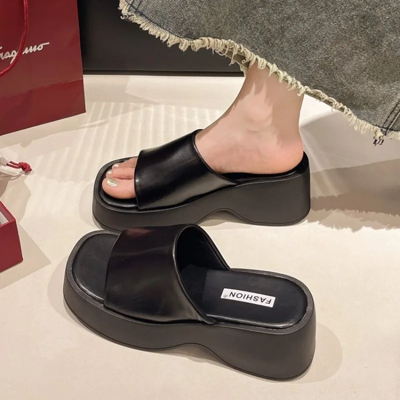 Women Slippers 2025 Summer New Luxury Sandals Women Thick Soled Designer Square Toe Slippers Slides Women Zapatos - 4