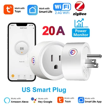 ปลั๊กอัจฉริยะ Tuya Smart Plug WiFi / Zigbee แบบ US 20A พร้อมฟังก์ชั่นตรวจสอบพลังงาน ตั้งเวลา เปิด-ปิด และควบคุมผ่านแอป Smart Life ใช้งานร่วมกับ Alexa และ Google Home ได้ 1