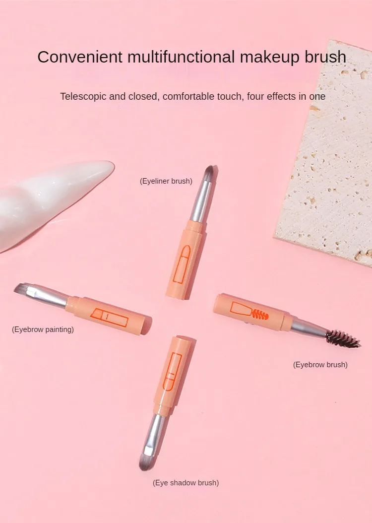 Description Picture 3 of item4 IN 1 Multifunctional Makeup Brushes Set Makeup Gadget Detachable Lip Eyeshadow Brush Sponge Eyeshadow Brush for Home Travel