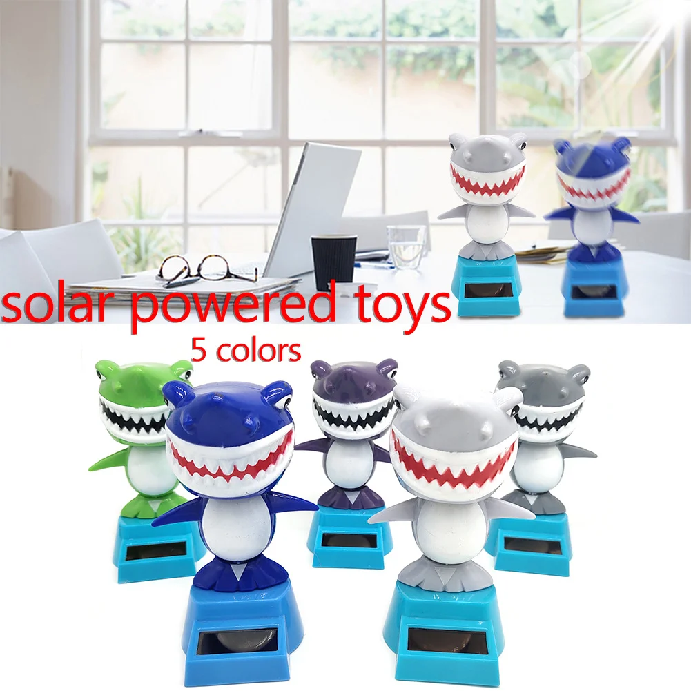 Cute Cartoon Shark Solar Power Shaking Head Toy Bobbling Dancing Toys Car  Decoration Auto Interior Dashboard Decor Car Ornament