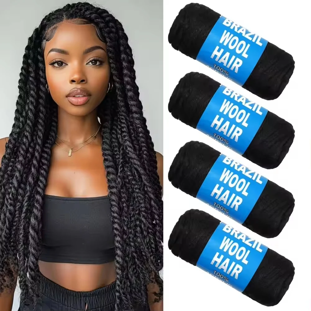 Pelo de lana afro brasileño | Hilo trenzado africano para rastas | Hilo de  pelo sintético para trenzar | Extensiones de cabello de lana - AliExpress, image size:1001x1001