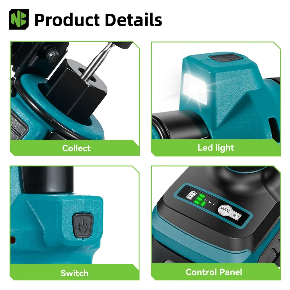 NEWBENY 3 Gears Brushless Electric Drywall Cut Out Tool Cutting Woodworking Drywall Sheetrock Tools For Makita Battery Pin 6