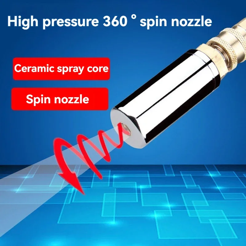 5000PSI Turbo Nozzle, 360° Rotating, Stainless Steel Body, Ceramic Core, High Pressure Quick Connect for Municipal Cleaning 5